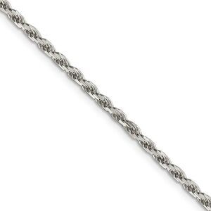 2.5mm, Sterling Silver Diamond Cut Solid Rope Chain Necklace, 28 Inch